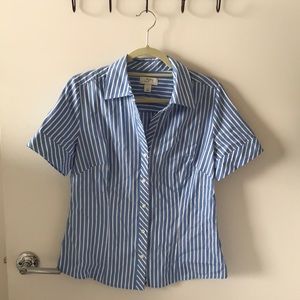 Blue and White Striped Blouse